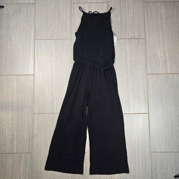NWT Trina Turk Womens Black sleeveless Jumpsuit Front tie Open Back Medium - Picture 2 of 10